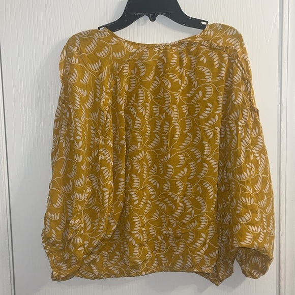 Maeve by Anthropologie Letizia Top xS Capri Stripe Balloon Sleeve Mustard Yellow - Picture 5 of 6